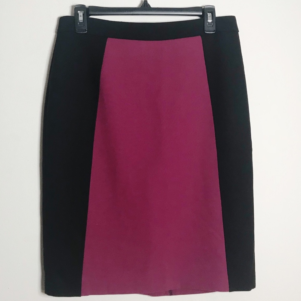Halogen Color Block Pencil Skirt Black Wine